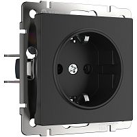 Розетка с заземлением без рамки Werkel 1-м. черный матовый картинка